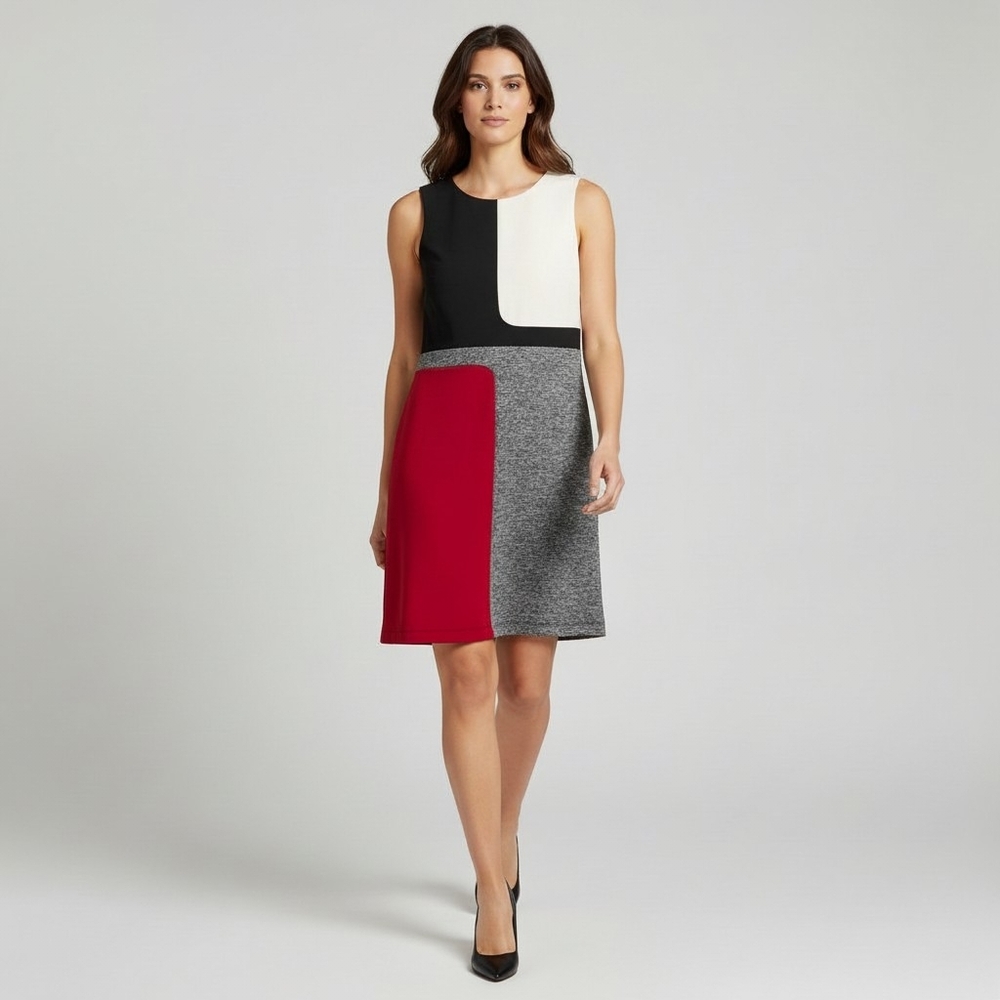 Soho Apparel colorblock sleeveless career dress burgundy black gray Size US 12